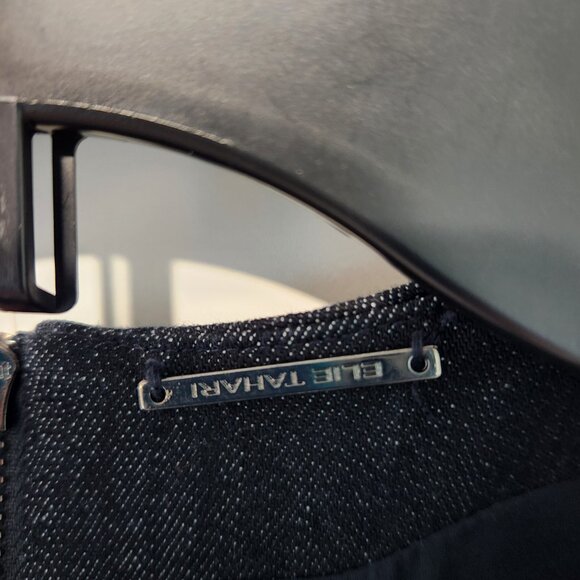 Elie Tahari Sleeveless Black Gray Denim Dress Beaded Sewn Detailing Size 4 - Picture 2 of 9